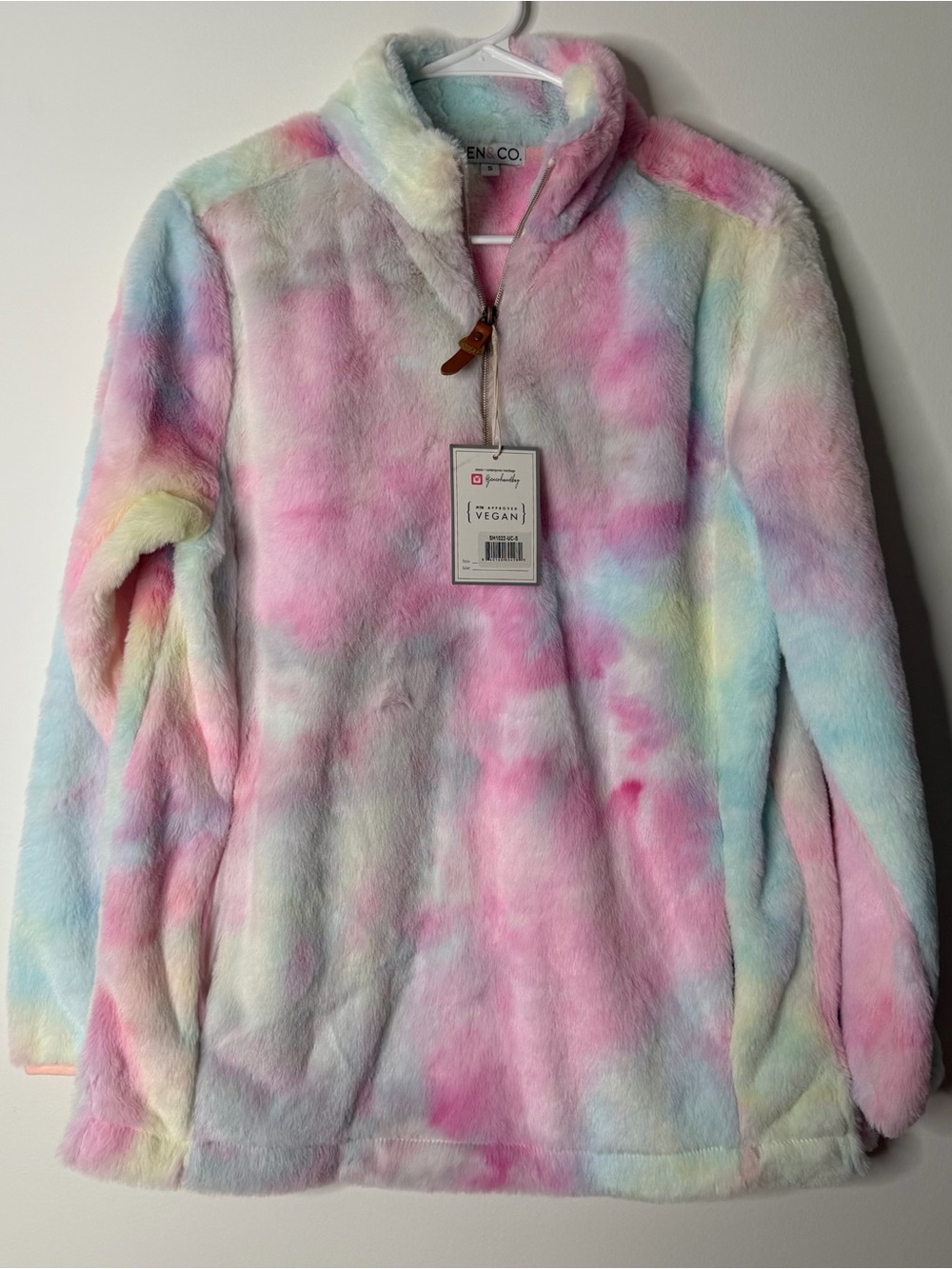 Kids Plush Tie-Dye Half-Zip Jacket - Pastel Multicolor